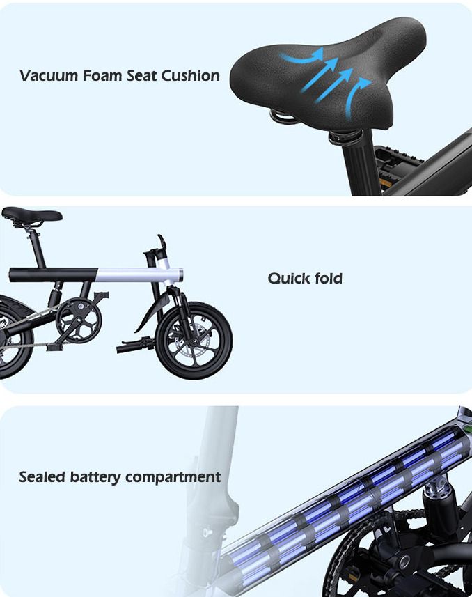 Mankeel MZ-4 Lightweight Folding Electric Bike - Vacuum foam seat cushion + Quick fold + Sealed battery compartment
