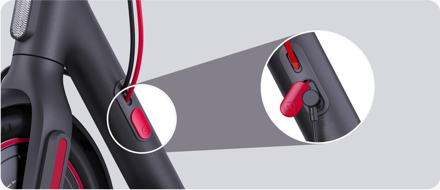 Xiaomi Electric Scooter 4 Pro - Ultra convenient magnetic charging port and lid