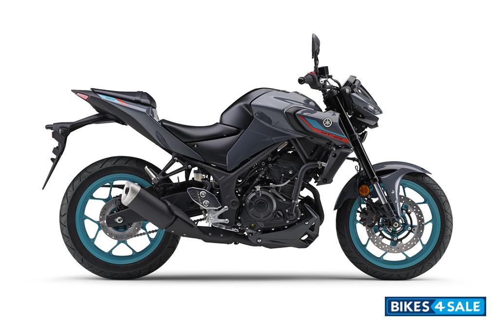 Yamaha MT-25 ABS 2022 Pastel dark gray (gray) with Cyan (cyan solid 6) wheels
